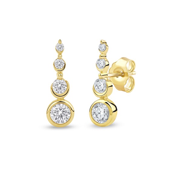1/3 CT. T.w. Certified Lab-Grown Diamond Graduated Curve Earrings in Sterling Silver with 10K Gold Plate (F/Si2)