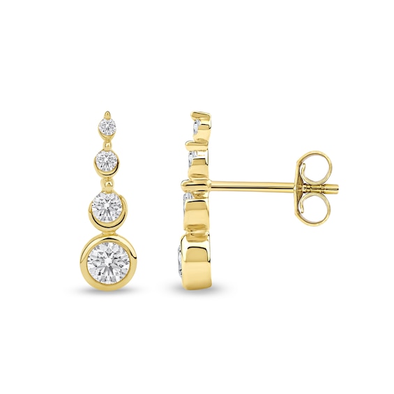 1/3 CT. T.w. Certified Lab-Grown Diamond Graduated Curve Earrings in Sterling Silver with 10K Gold Plate (F/Si2)