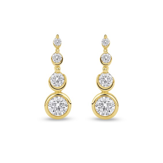 1/3 CT. T.w. Certified Lab-Grown Diamond Graduated Curve Earrings in Sterling Silver with 10K Gold Plate (F/Si2)