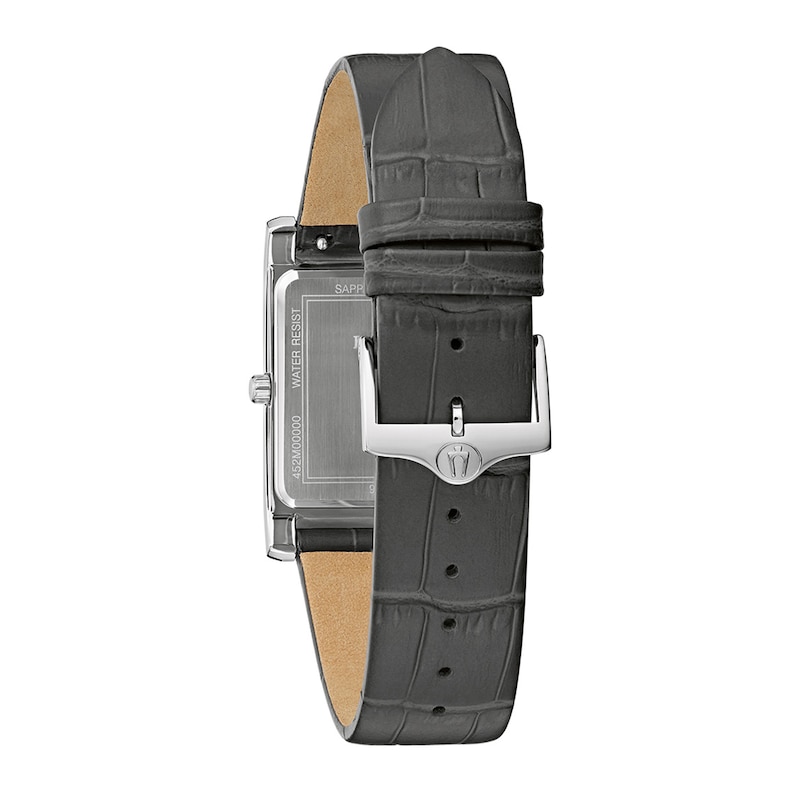 Main Image 3 of Men's Bulova Sutton Two-Tone IP Grey Leather Strap Watch with Rectangular Grey Dial (Model: 96B443)