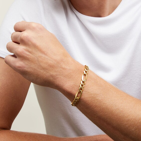 8.0mm Figaro Chain Bracelet in Hollow 10K Gold - 8.5â