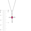 Thumbnail Image 4 of Oval Lab-Created Ruby and Diamond Accent Flared Cross Pendant in Sterling Silver