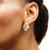 Thumbnail Image 2 of 5.0-8.5mm Button Freshwater Cultured Pearl and White Lab-Created Sapphire Cluster Drop Earrings in Sterling Silver