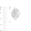 Thumbnail Image 3 of 5.0-8.5mm Button Freshwater Cultured Pearl and White Lab-Created Sapphire Cluster Drop Earrings in Sterling Silver