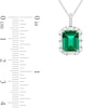 Thumbnail Image 4 of Emerald-Cut Lab-Created Emerald and White Lab-Created Sapphire Frame Pendant and Ring Set in Sterling Silver - Size 7