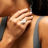 Thumbnail Image 2 of 4.0-8.5mm Button Freshwater Cultured Pearl and White Lab-Created Sapphire Cluster Bypass Ring in Sterling Silver