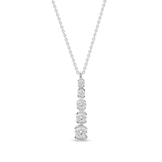 1/2 CT. T.W. Lab-Grown Diamond Graduated Linear Drop Pendant in Sterling Silver (F/SI2)