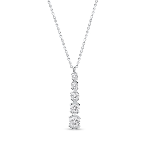 1/2 CT. T.w. Certified Lab-Grown Diamond Graduated Linear Drop Pendant in Sterling Silver (F/Si2)