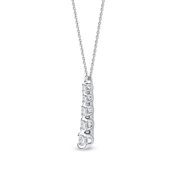 1/2 CT. T.w. Certified Lab-Grown Diamond Graduated Linear Drop Pendant in Sterling Silver (F/Si2)