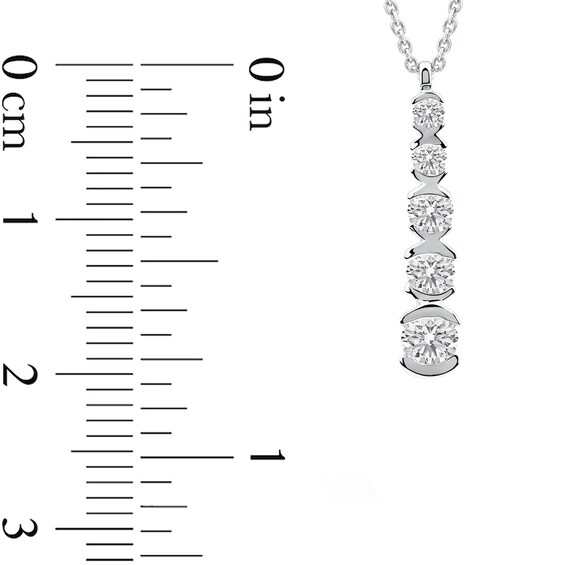 1/2 CT. T.w. Certified Lab-Grown Diamond Graduated Linear Drop Pendant in Sterling Silver (F/Si2)