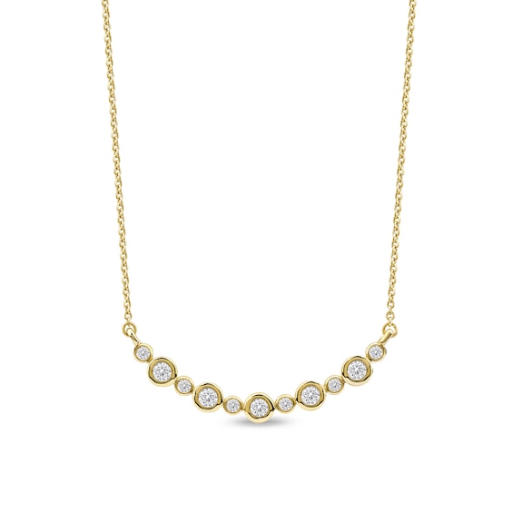 1/4 CT. T.w. Certified Lab-Grown Diamond Bezel-Set Curved Bar Necklace in 10K Gold (F/Si2)