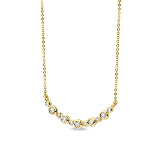 1/4 CT. T.w. Certified Lab-Grown Diamond Bezel-Set Curved Bar Necklace in 10K Gold (F/Si2)