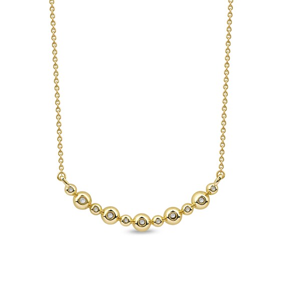 1/4 CT. T.w. Certified Lab-Grown Diamond Bezel-Set Curved Bar Necklace in 10K Gold (F/Si2)