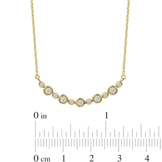 1/4 CT. T.w. Certified Lab-Grown Diamond Bezel-Set Curved Bar Necklace in 10K Gold (F/Si2)