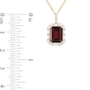 Thumbnail Image 4 of Emerald-Cut Garnet and White Lab-Created Sapphire Frame Pendant and Ring Set in Sterling Silver with 14K Gold Plate