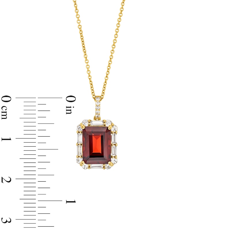 Main Image 5 of Emerald-Cut Garnet and White Lab-Created Sapphire Frame Pendant and Ring Set in Sterling Silver with 14K Gold Plate
