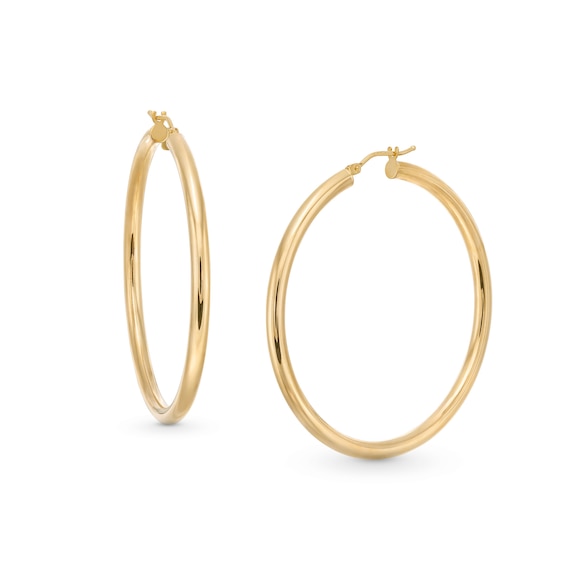40.0mm Tube Hoop Earrings in Hollow 14K Gold