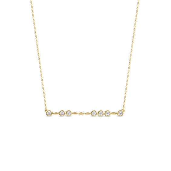 1/5 CT. T.w. Certified Lab-Grown Diamond Bezel-Set Bar Necklace in 10K Gold (F/Si2)