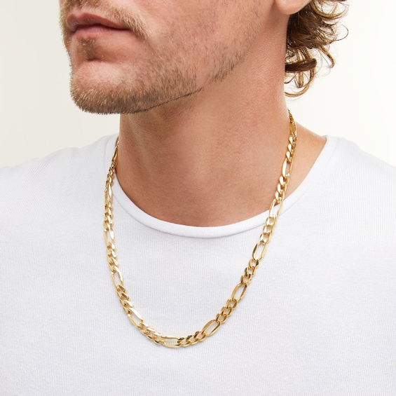 8.0mm Figaro Chain Necklace in Hollow 10K Gold - 22â