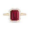 Thumbnail Image 3 of Emerald-Cut Lab-Created Ruby and White Lab-Created Sapphire Pendant and Ring Set in Sterling Silver with 14K Gold Plate