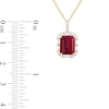 Thumbnail Image 4 of Emerald-Cut Lab-Created Ruby and White Lab-Created Sapphire Pendant and Ring Set in Sterling Silver with 14K Gold Plate