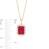 Thumbnail Image 5 of Emerald-Cut Lab-Created Ruby and White Lab-Created Sapphire Pendant and Ring Set in Sterling Silver with 14K Gold Plate