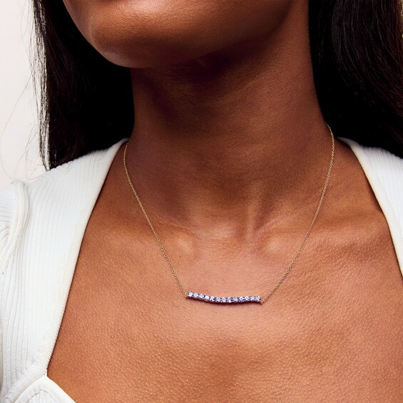 Tanzanite Line Necklace in 10K Gold