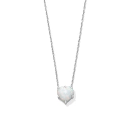 9.0mm Heart-Shaped Lab-Created Opal Solitaire Necklace in Sterling Silver