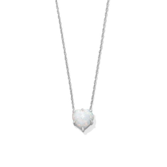 9.0mm Heart-Shaped Lab-Created Opal Solitaire Necklace in Sterling Silver