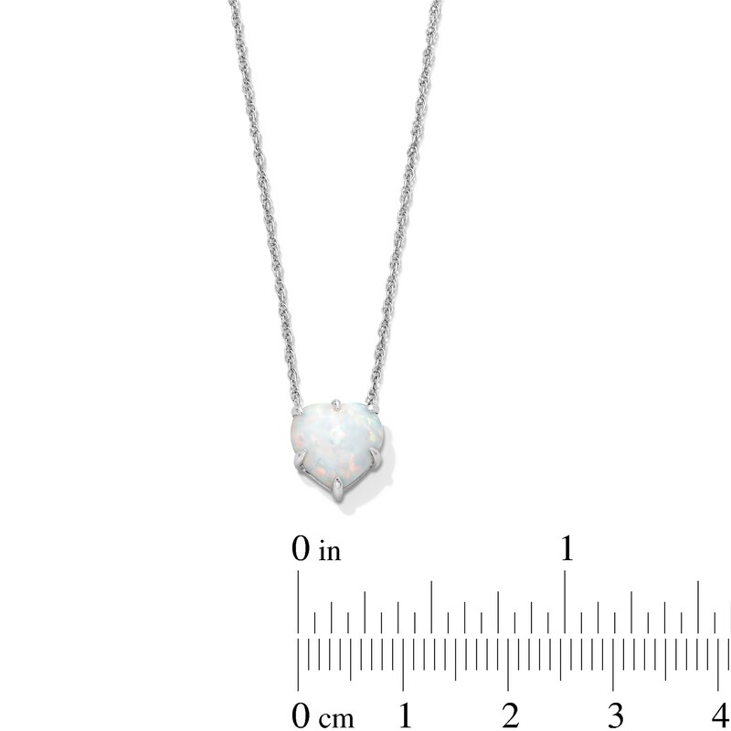 Main Image 3 of 9.0mm Heart-Shaped Lab-Created Opal Solitaire Necklace in Sterling Silver