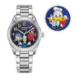 Limited Edition Citizen Eco-Drive® Disney Feisty Donald Duck 90th Anniversary Watch and Pin Box Set (Model: AW1691-66W)