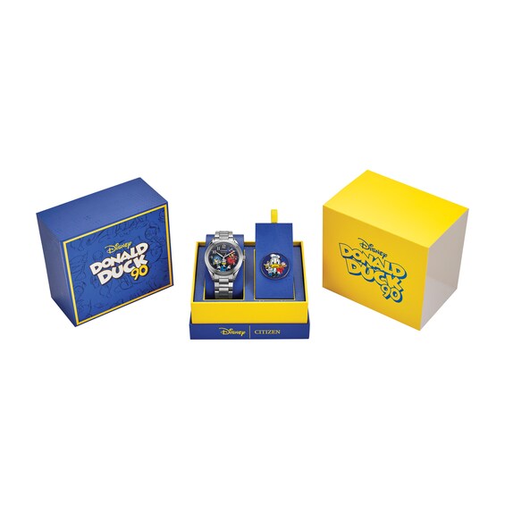 Limited Edition Citizen Eco-DriveÂ® Disney Feisty Donald Duck 90th Anniversary Watch and Pin Box Set (Model: Aw1691-66W)