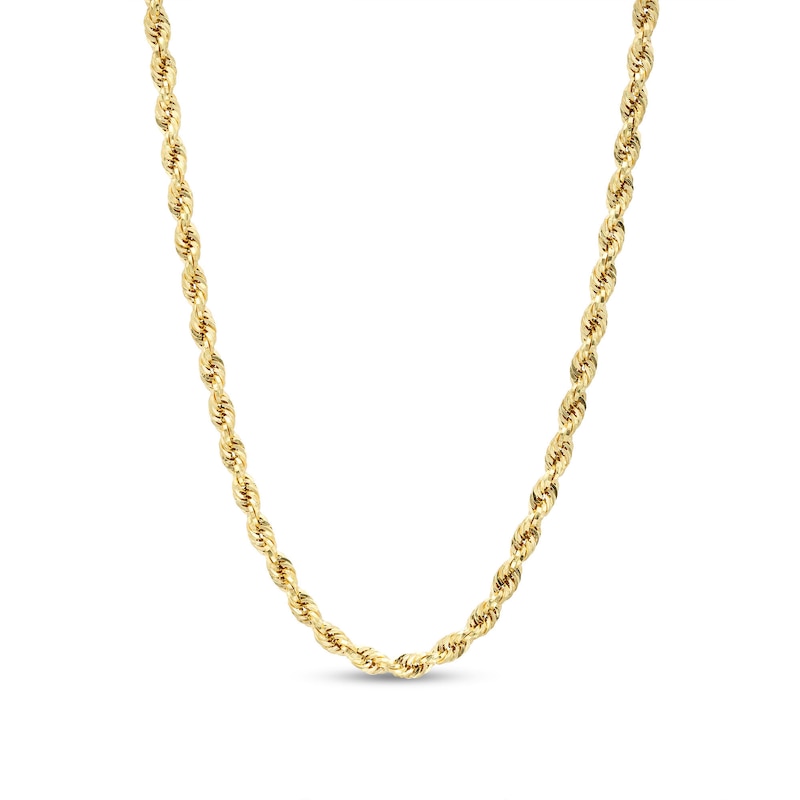 Main Image 1 of 3.15mm Glitter Rope Chain Necklace in Hollow 10K Gold - 20"