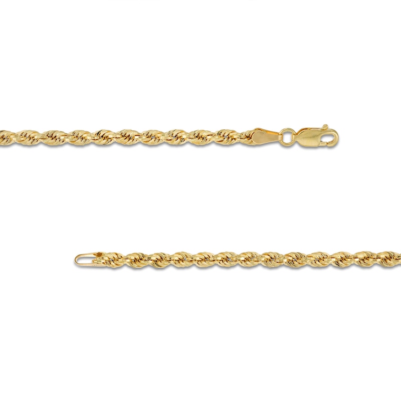 Main Image 4 of 3.15mm Glitter Rope Chain Necklace in Hollow 10K Gold - 20"