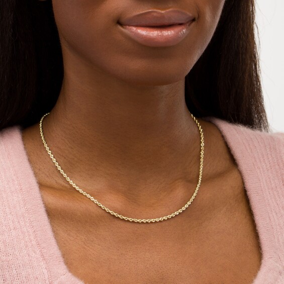 2.65mm Glitter Rope Chain Necklace in Hollow 10K Gold - 18"