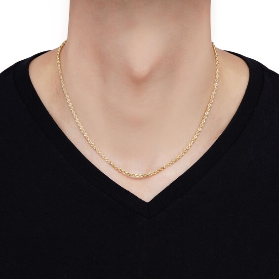2.65mm Glitter Rope Chain Necklace in Hollow 10K Gold - 18"