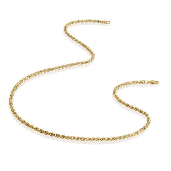 2.65mm Glitter Rope Chain Necklace in Hollow 10K Gold - 18"