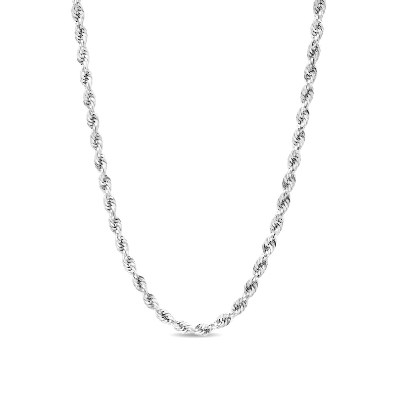 Main Image 1 of 3.15mm Glitter Rope Chain Necklace in Hollow 10K White Gold - 24"