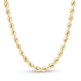 5.3mm Glitter Rope Chain Necklace in Hollow 10K Gold - 26"
