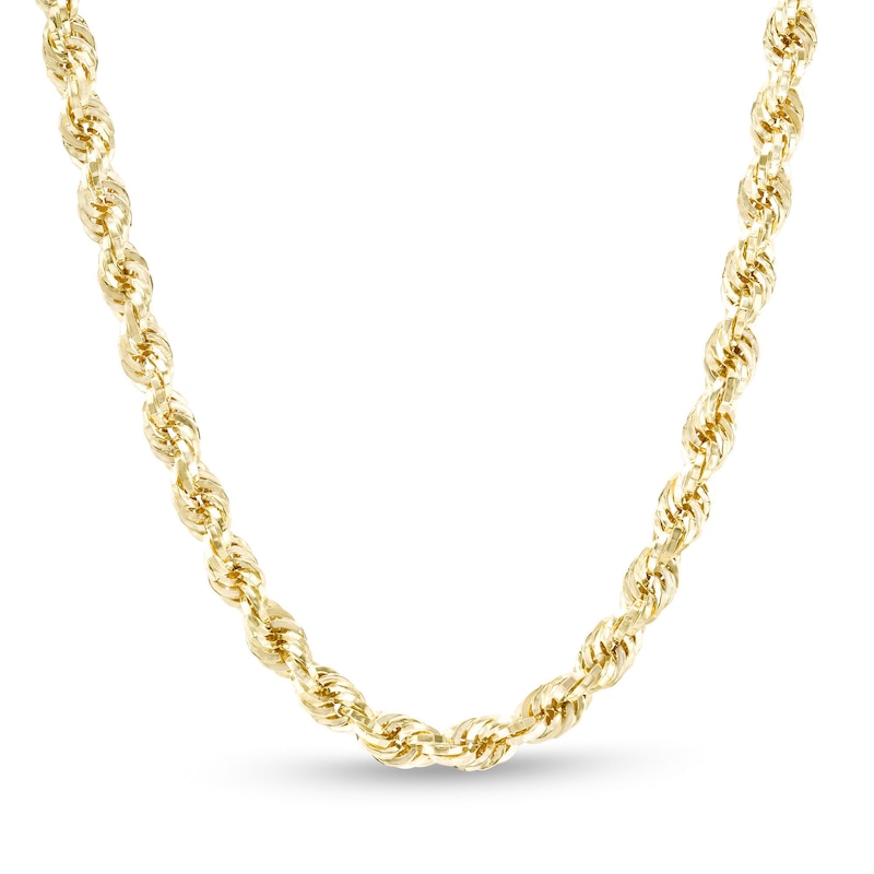 Main Image 1 of 5.3mm Glitter Rope Chain Necklace in Hollow 10K Gold - 26"