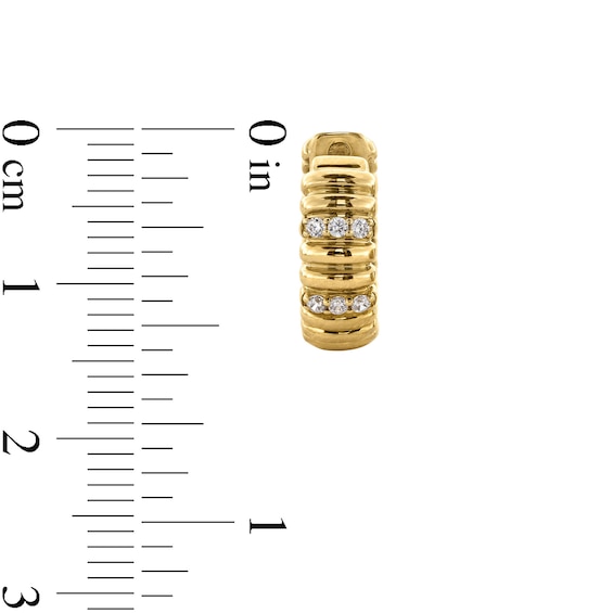 1/10 CT. T.w. Diamond Ribbed Huggie Hoop Earrings in 10K Gold
