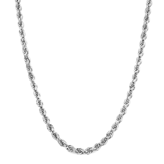 5.3mm Glitter Rope Chain Necklace in Hollow 10K White Gold - 24"
