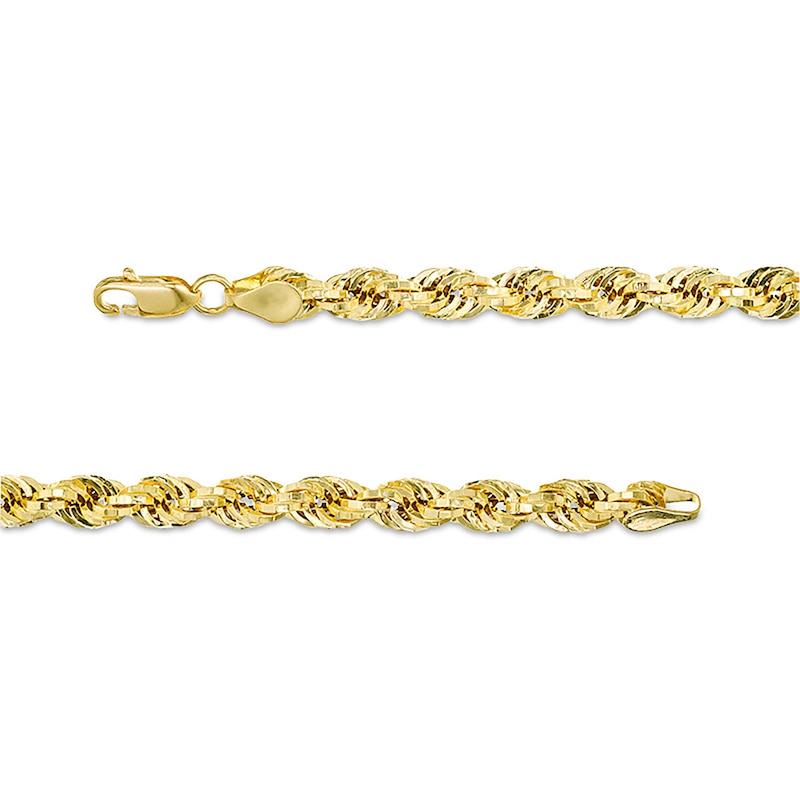 Main Image 3 of 5.3mm Glitter Rope Chain Necklace in Hollow 10K Gold - 20"