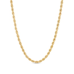 2.65mm Glitter Rope Chain Necklace in Hollow 10K Gold - 20"