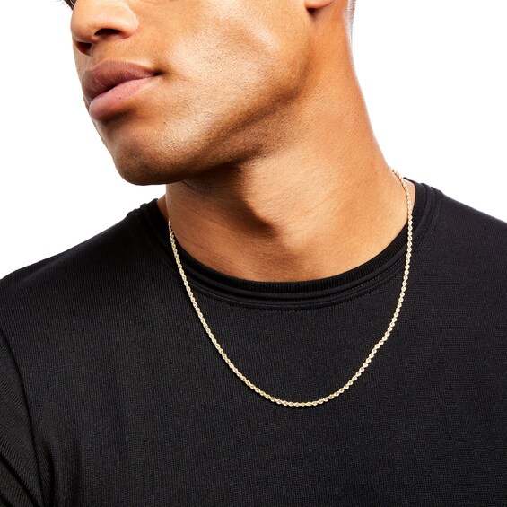 2.65mm Glitter Rope Chain Necklace in Hollow 10K Gold - 20"