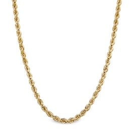 5.3mm Glitter Rope Chain Necklace in Hollow 10K Gold - 22"