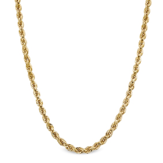 5.3mm Glitter Rope Chain Necklace in Hollow 10K Gold - 22"