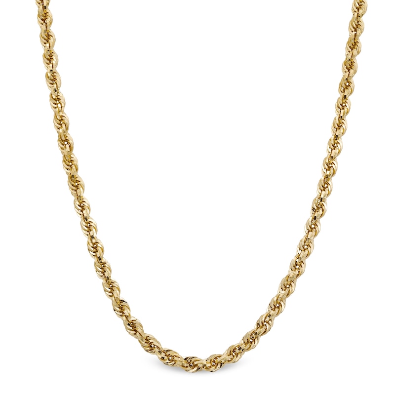 Main Image 1 of 5.3mm Glitter Rope Chain Necklace in Hollow 10K Gold - 22"