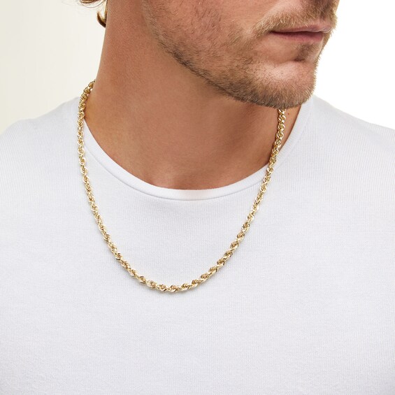5.3mm Glitter Rope Chain Necklace in Hollow 10K Gold - 22"