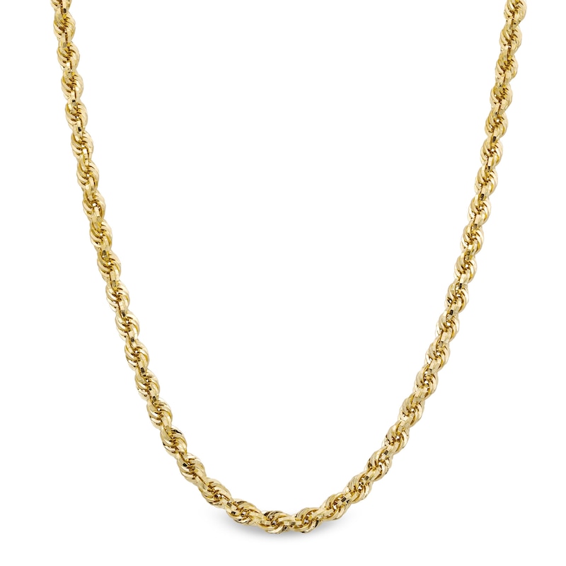 Main Image 1 of 5.3mm Glitter Rope Chain Necklace in Hollow 10K Gold - 24"